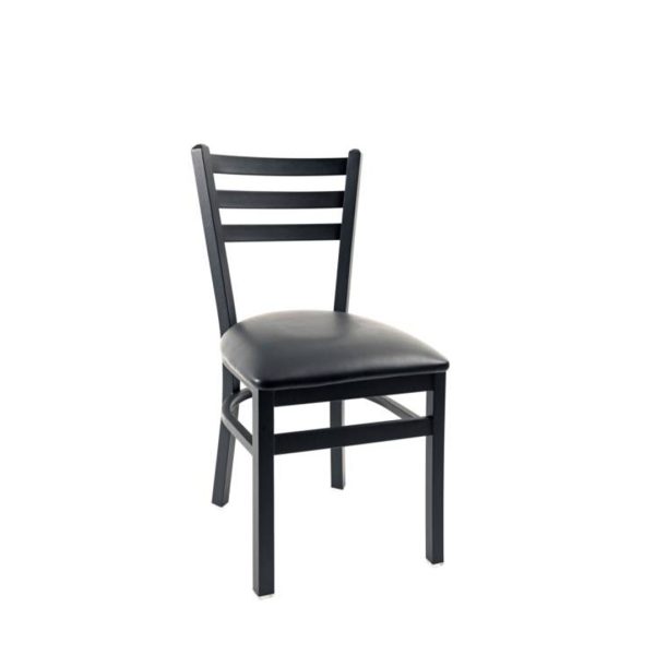 commercial metal dining chair with 3 slat back and upholstered seat