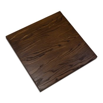 commercial distressed solid wood table top in dark walnut with patina