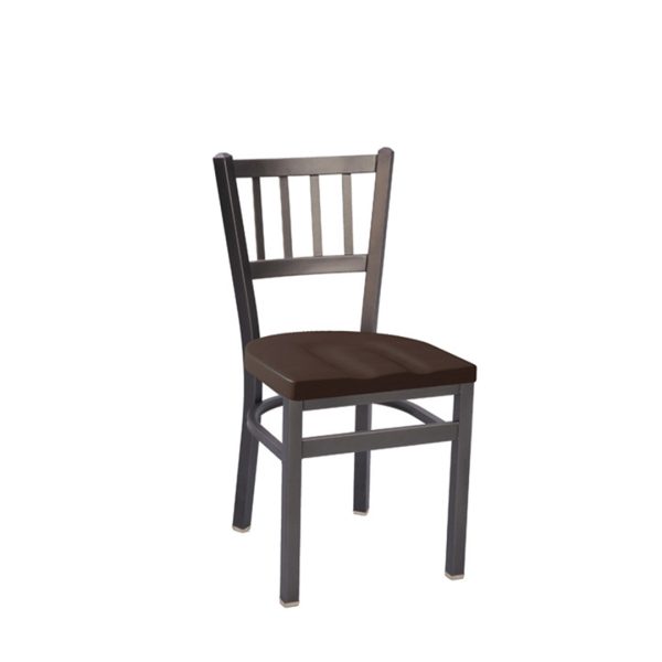 Jailhouse metal chair with wood seat