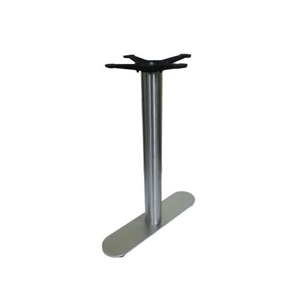 Chrome t shaped table base for commercial table tops