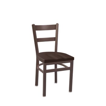 commercial metal dining chair with 2 slat back and upholstered seat
