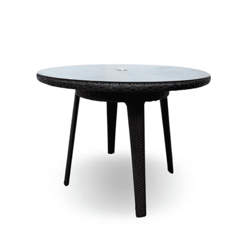 outdoor round table with glass top