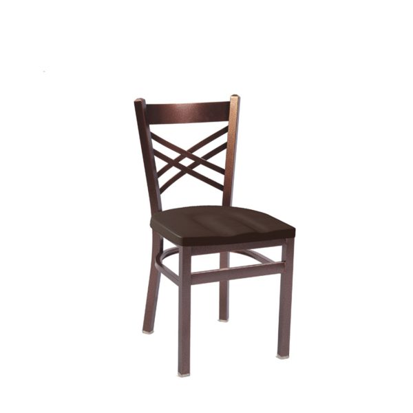 x back commercial dining chair metal frame wood seat