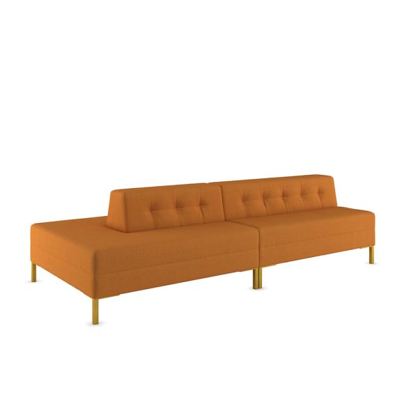 Kensington commercial sofa with single line tufting and metal legs