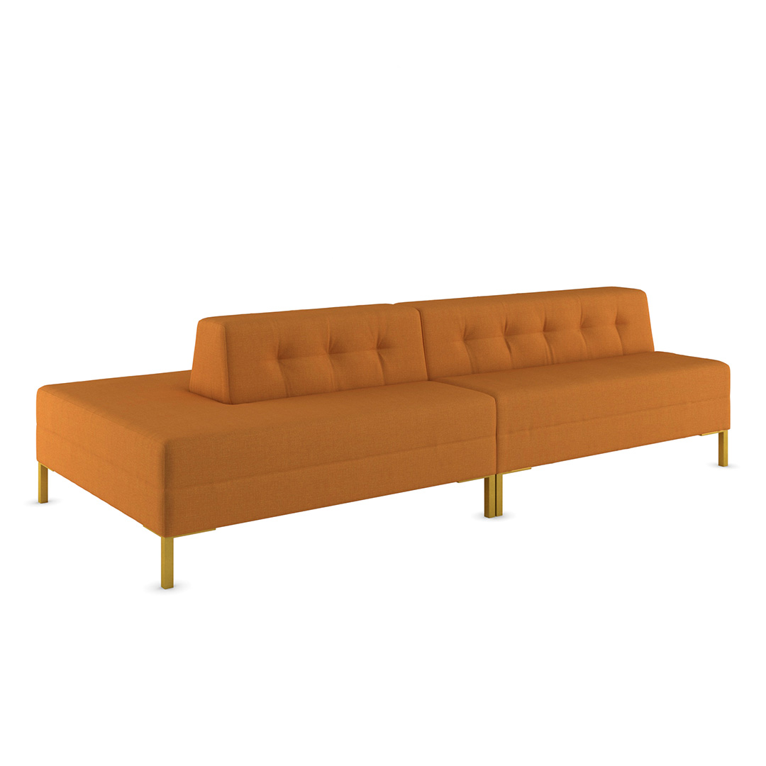 Kensington single line tufted commercial sofa with metal legs