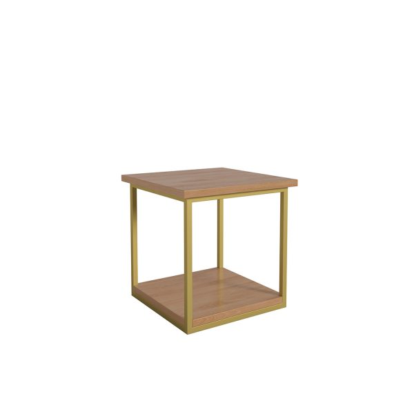 Notus commercial end table with gold metal frame
