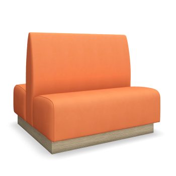 commercial double-sided booth with toe kick and upholstery