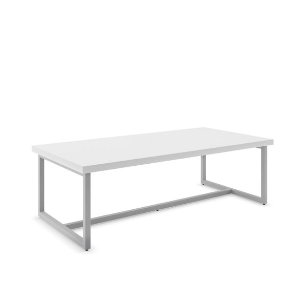 Greco commercial coffee table with white laminate top and metal legs