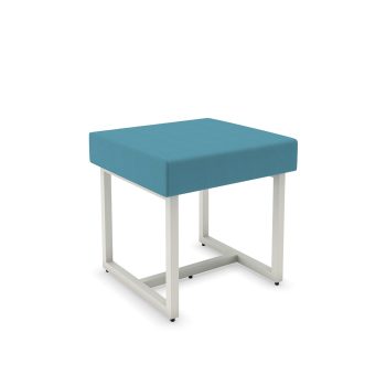 greco commercial metal ottoman with blue upholstery