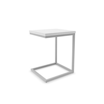 Greco commercial slide table with white laminate top and metal legs
