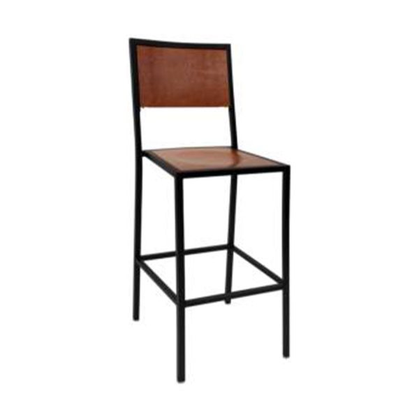 Dallas commercial wood and metal barstool with footrest