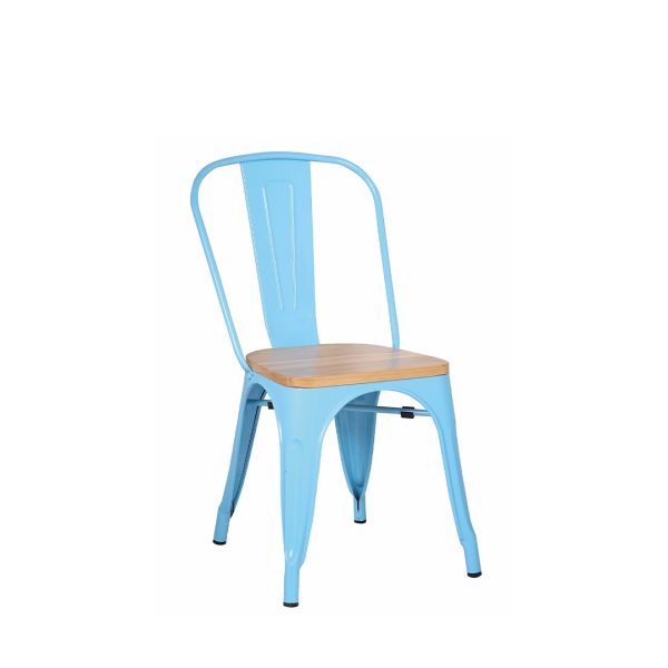 Pittsburgh commercial metal dining chair with wood seat