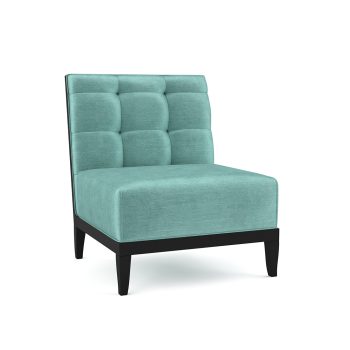 San Diego commercial lounge chair with square tufting and wood legs