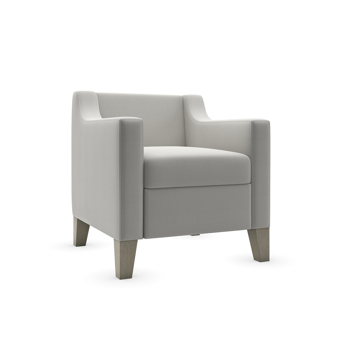 Akron gray commercial lounge armchair with wood legs