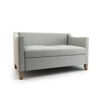 commercial Akron sofa with arms and wood legs