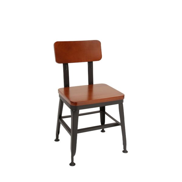 Portland dining chair with wood seat and metal legs
