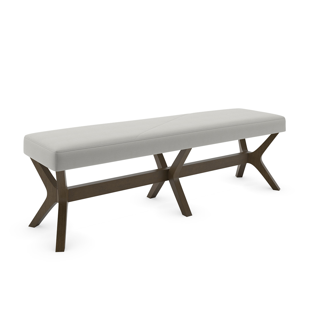 Napa commercial bench with upholstered seat and wood legs
