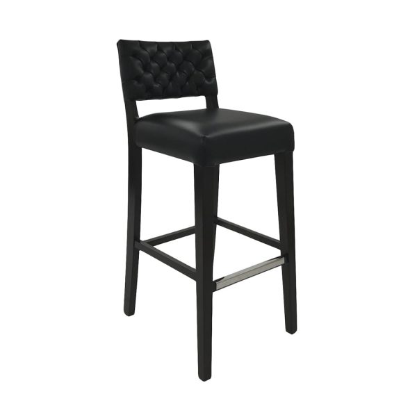 Austin commercial wood barstool with footrest and diamond tufting