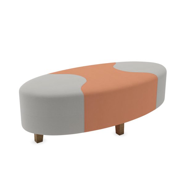 St Petersburg ottoman with wood legs and two tone fabric