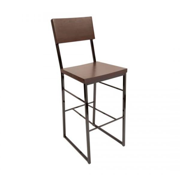 wood and metal barstool with sled legs