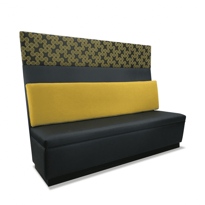 tall booth with attached lumbar support pillow