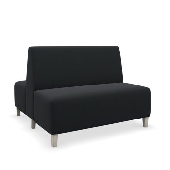 doublesided commercial booth with wood legs