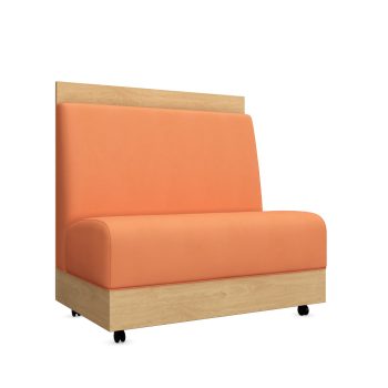 commercial restaurant booth with wood base and casters