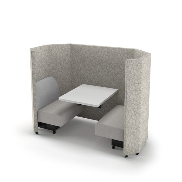 honeycomb gray work pod with builtin table and casters