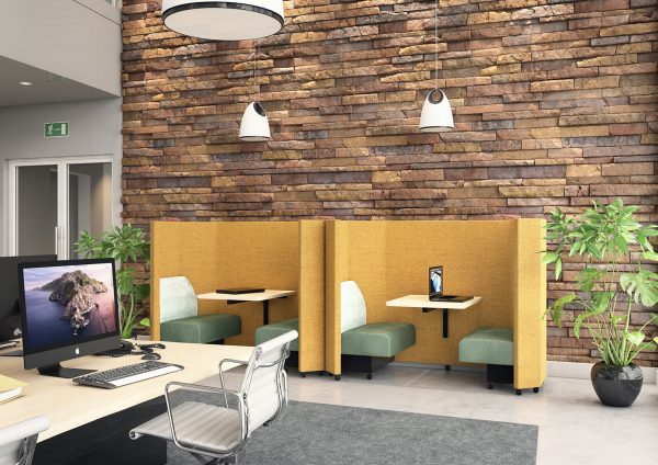 honeycomb commercial seating pods in office