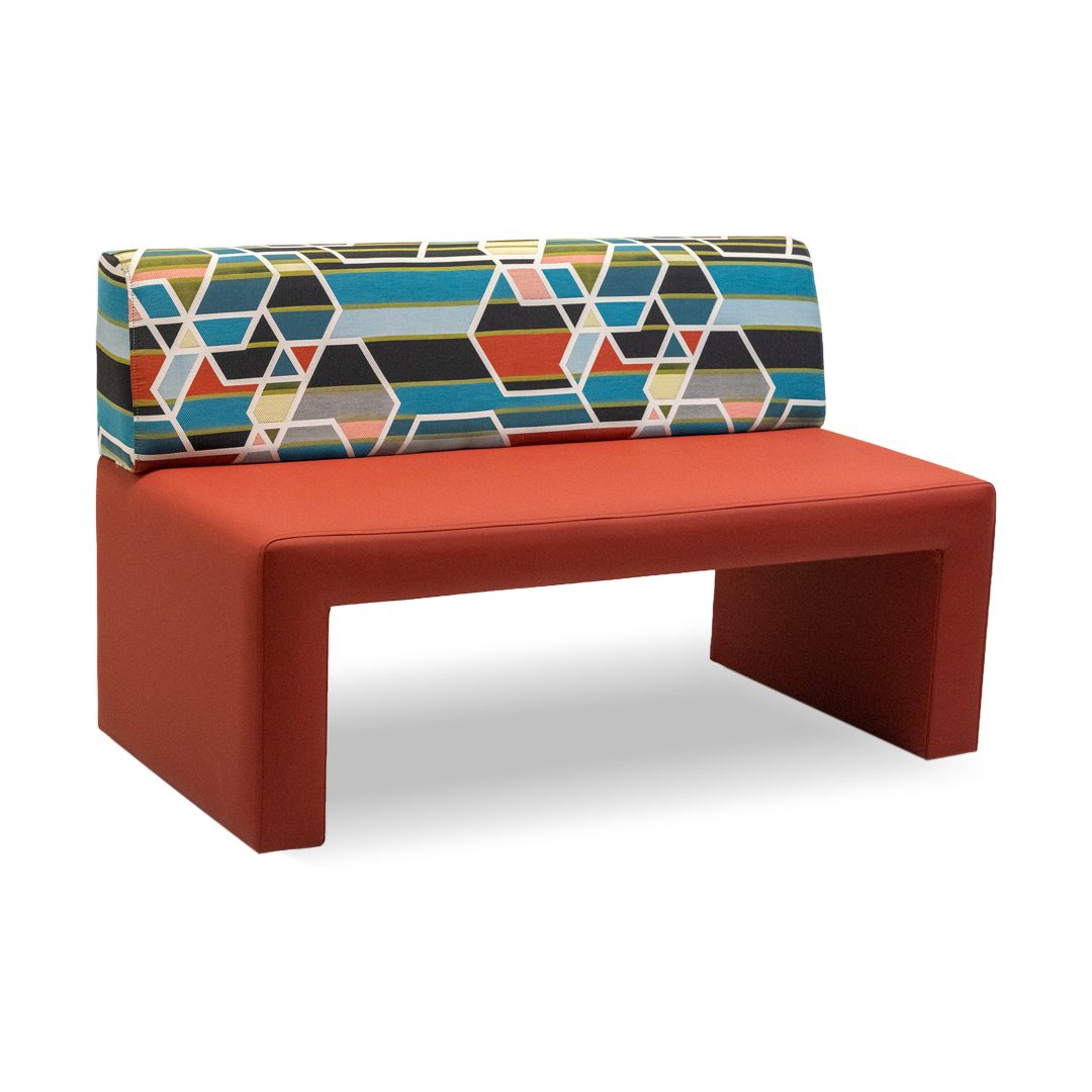 commercial bench with back and upholstered legs