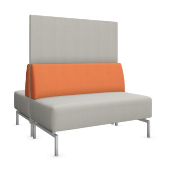 high back double-sided commercial booth with metal legs