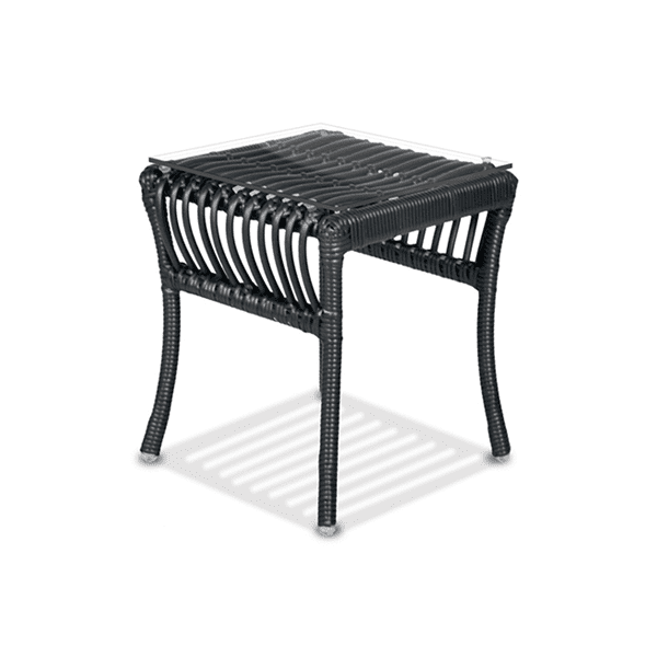 wicker patio side table with glass top
