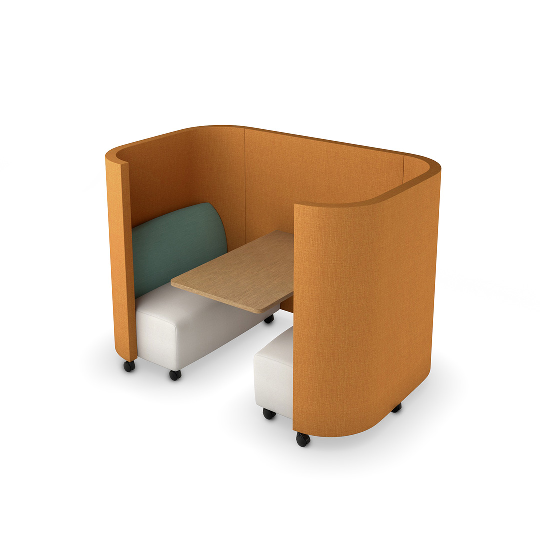 Bondi work pod with privacy walls and builtin table
