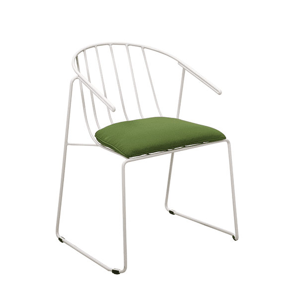 outdoor metal dining chair with a cushion