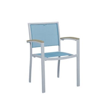 outdoor dining armchair with sling seat material