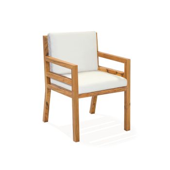 Outdoor commercial teak wood chair with upholstered seats