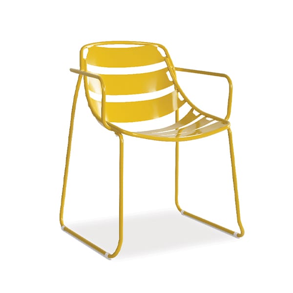 outdoor yellow metal armchair