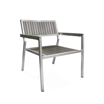 outdoor faux teak and aluminum armchair