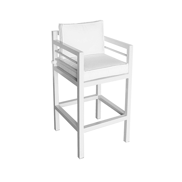 outdoor barstool with armrests and cushions