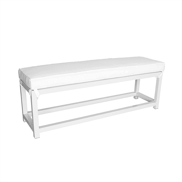 outdoor aluminum bench with a cushion