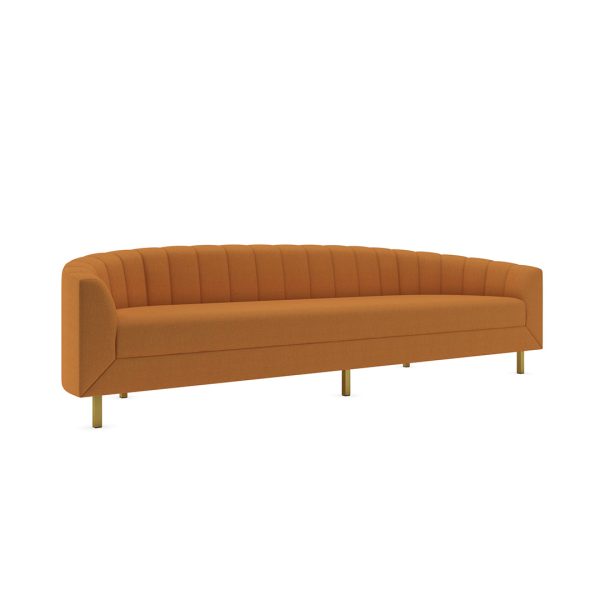 Brickell commercial art deco sofa with metal legs