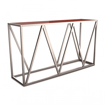 tall geometric bar height table with metal and wood