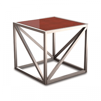 end table with geometric metal legs