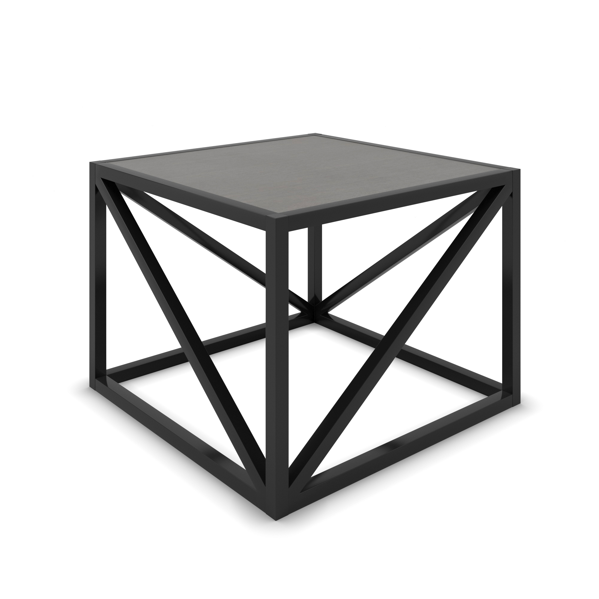 commercial laminate end table with metal geometric base