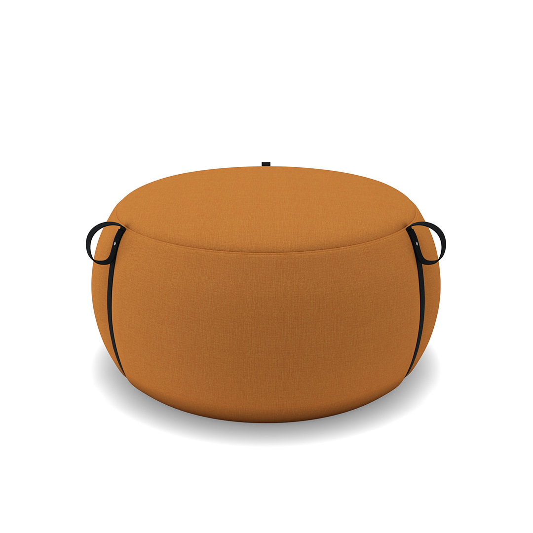 commercial ottoman with leather strap handholds