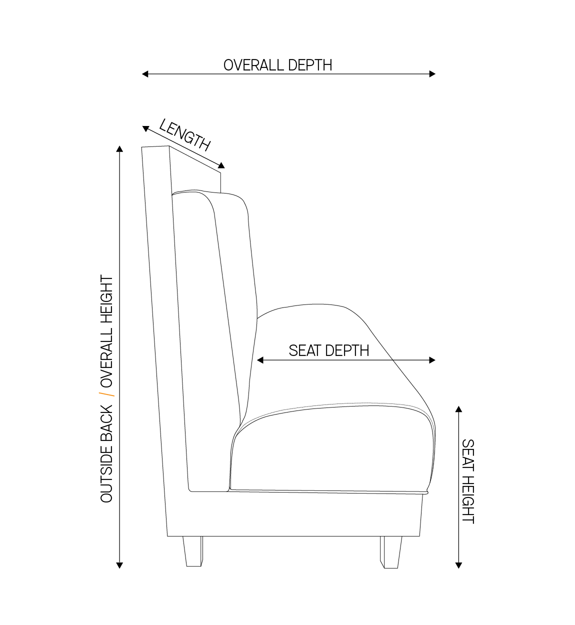 anatomy of a booth or banquette diagram