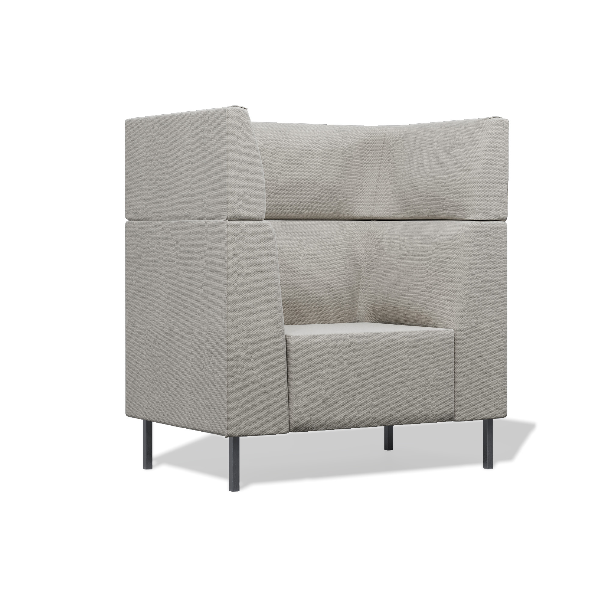 commercial lounge chair with two panels and metal legs