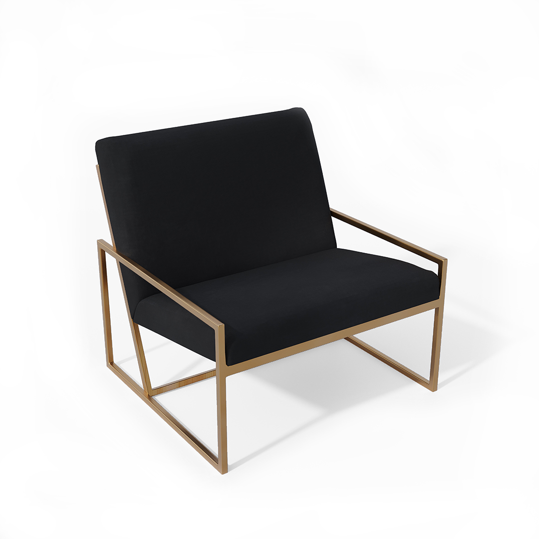 commercial lounge chair with a gold metal frame