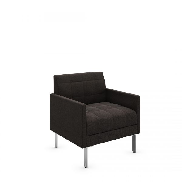 hemingway tufted chair with armrests and metal legs