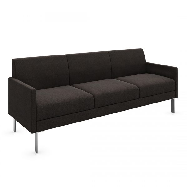 hemingway upholstered sofa with armrests and metal legs